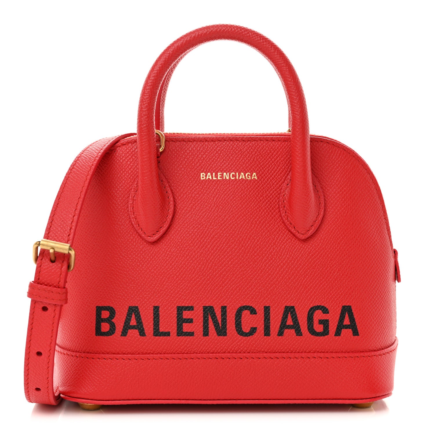 Balenciaga Signature Grained Calfskin Logo XXS Ville Top Handle Bag Rouge Coquelicot Black 1 of 12