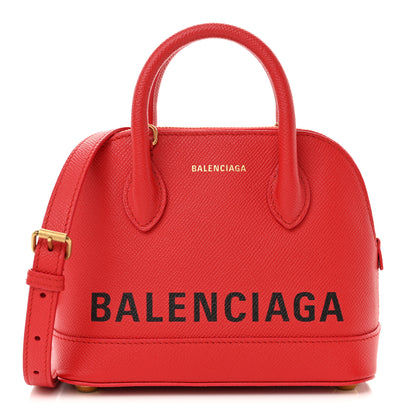 Balenciaga Signature Grained Calfskin Logo XXS Ville Top Handle Bag Rouge Coquelicot Black 1 of 12