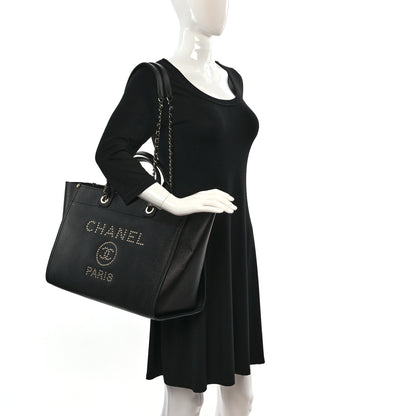Chanel Caviar Large Studded Deauville Tote Black 2 of 9