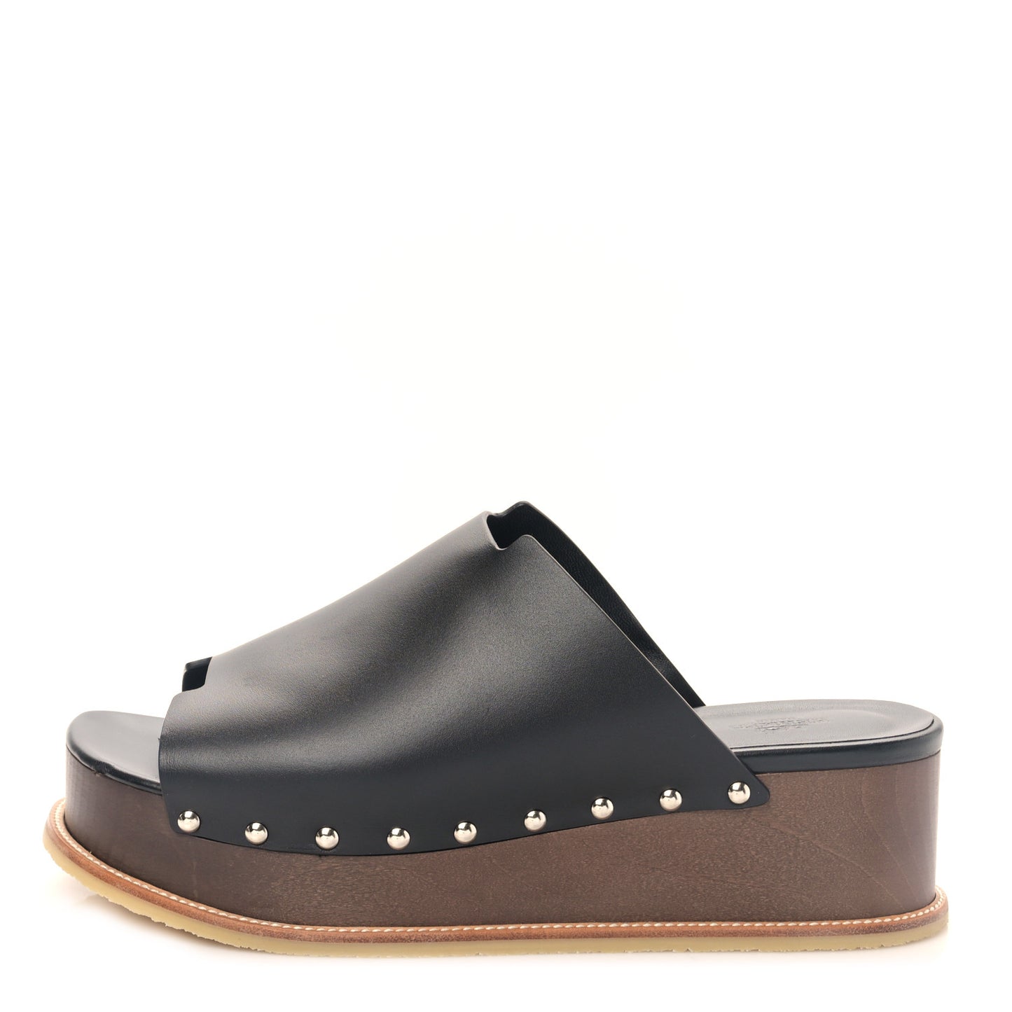Calfskin Ellipse Sandals 40 Black