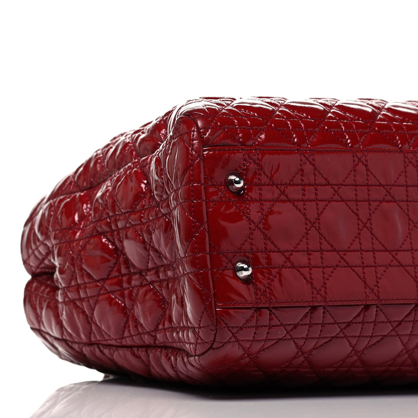 Patent Cannage Large Dior Soft Shopping Tote Red