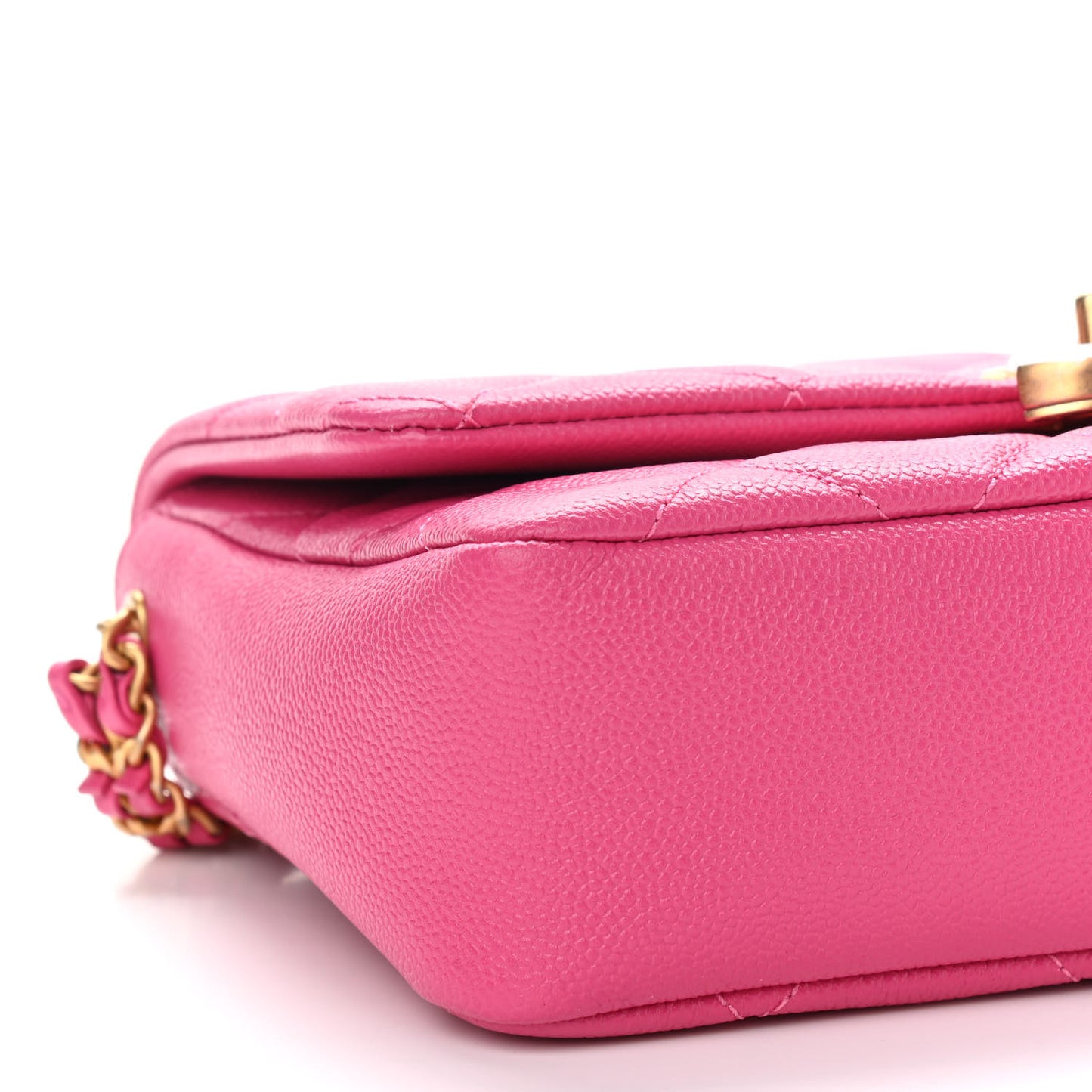 Shiny Caviar Quilted Small Chain Melody Flap Dark Pink