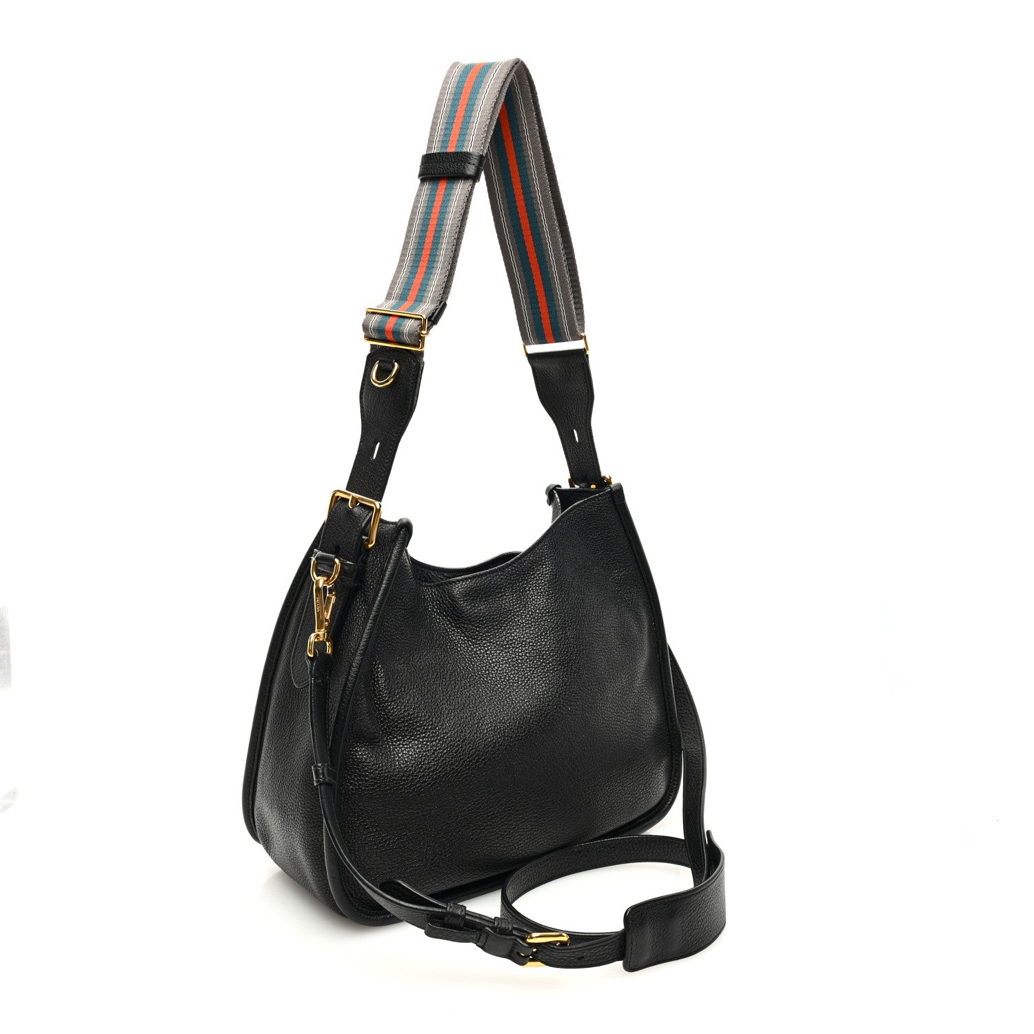 Prada Vitello Daino Hobo Messenger Bag Black 3 of 9