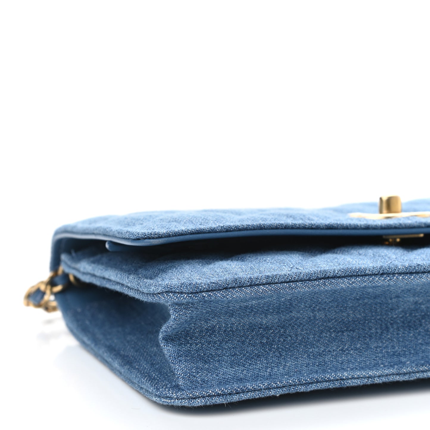 Denim Quilted CC Pearl Crush Wallet On Chain WOC Blue