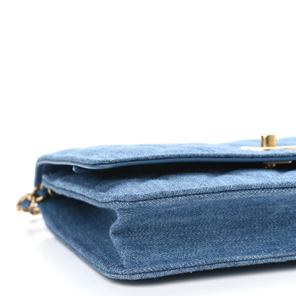 Chanel Denim Quilted CC Pearl Crush Wallet On Chain WOC Blue 10 of 12