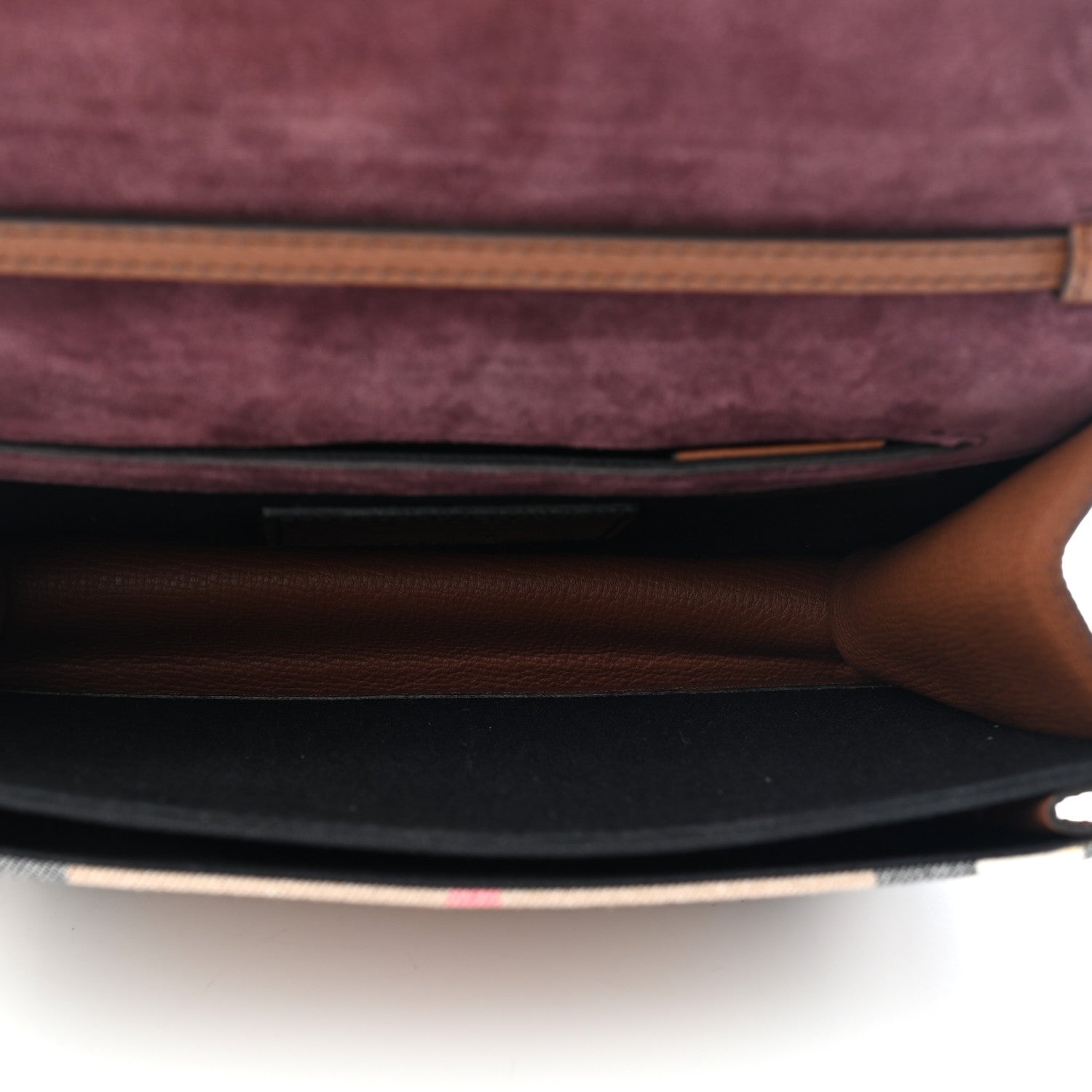 Burberry Derby Calfskin House Check Small Macken Crossbody Bag Tan 4 of 7