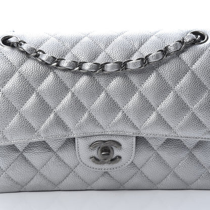 Chanel Metallic Caviar Quilted Medium Double Flap Silver 8 of 12