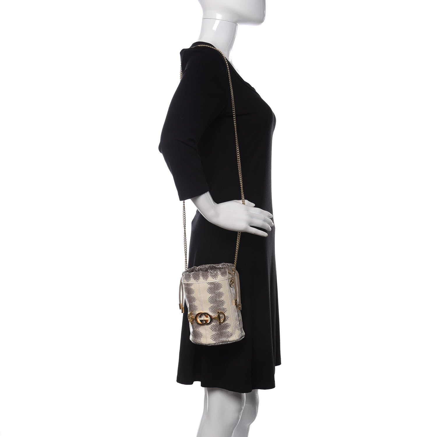 Gucci Snakeskin Mini Zumi Bucket Bag Grey 2 of 9