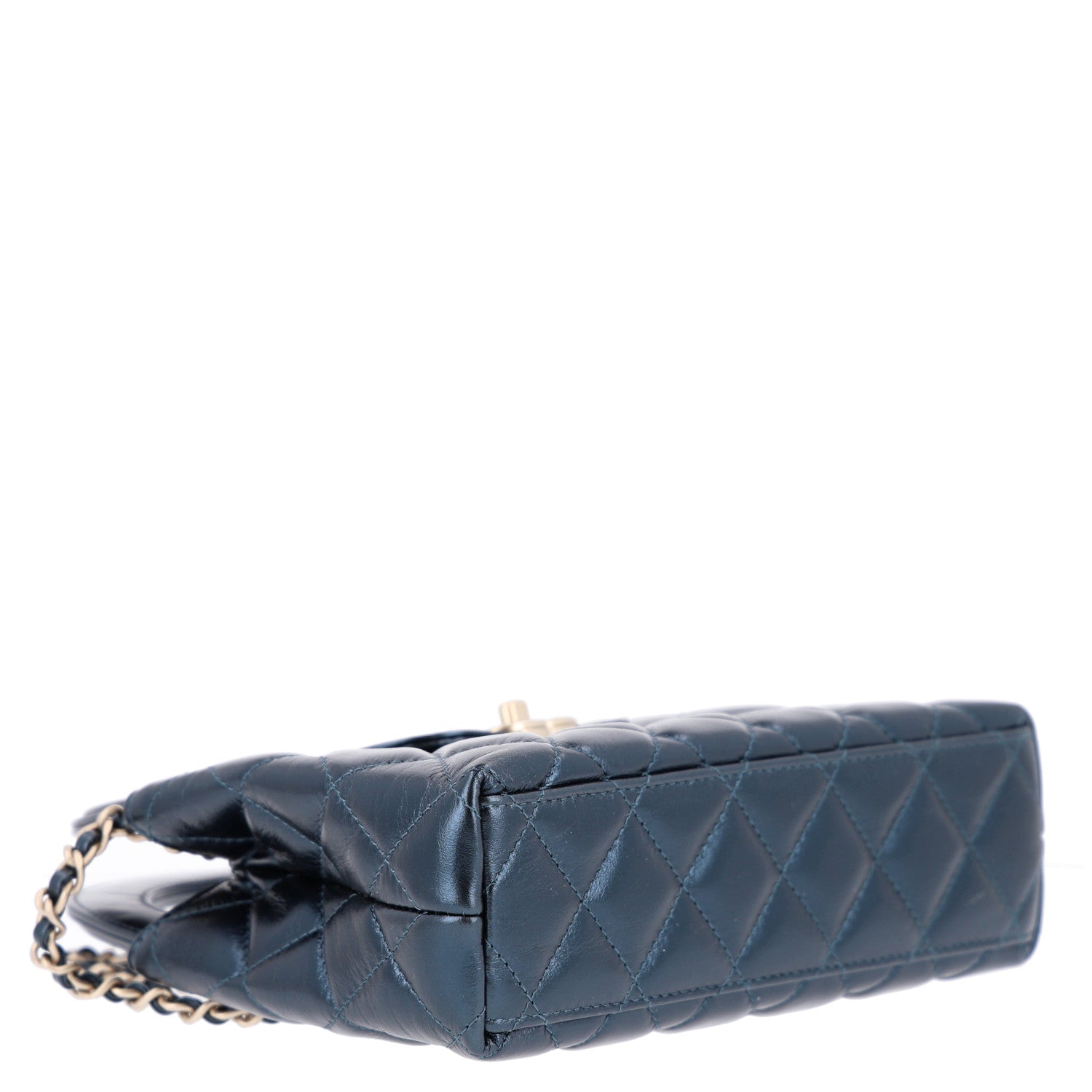 Chanel Metallic Aged Calfskin Quilted Nano Kelly Shopper Navy 4 of 10