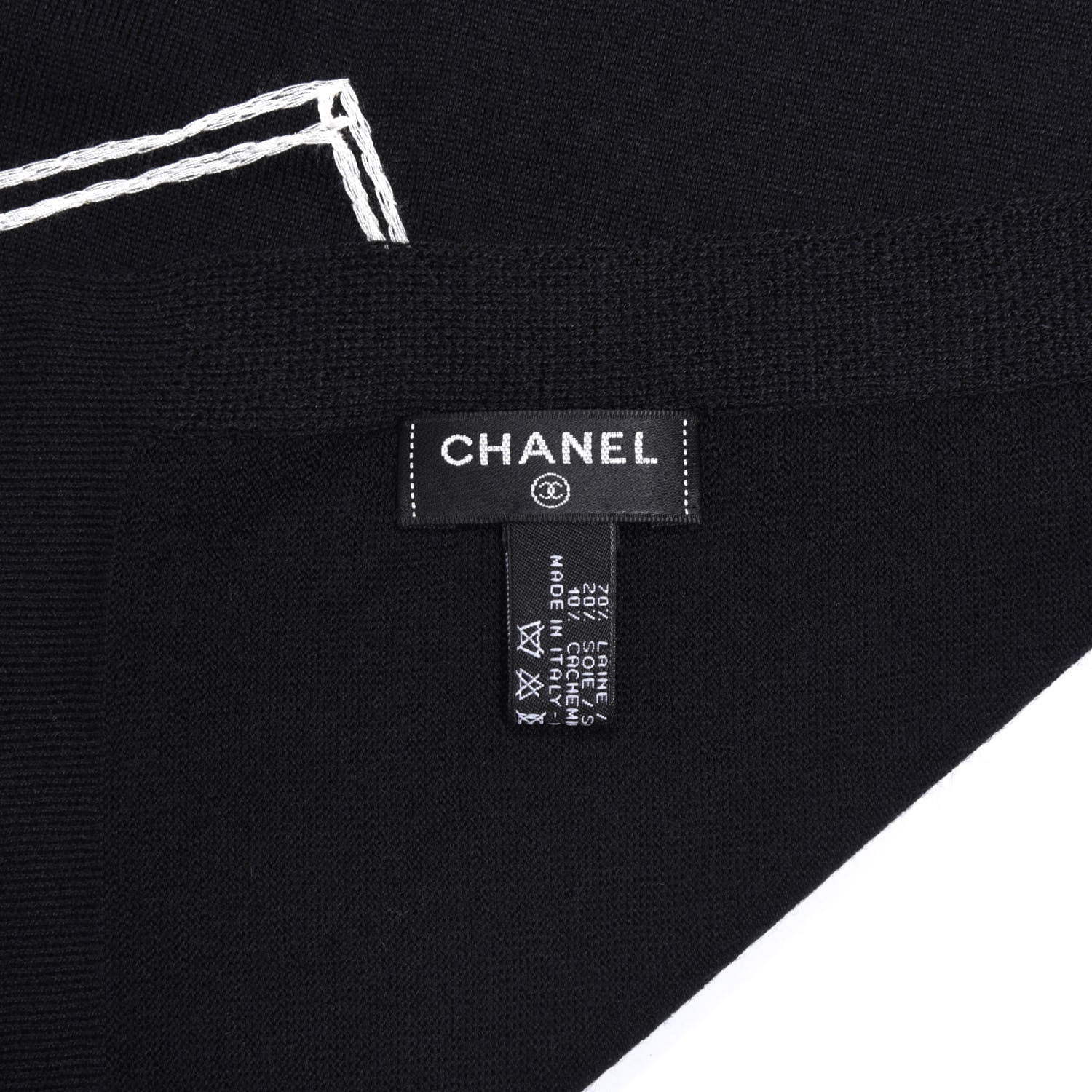 Chanel Wool Silk Cashmere CC Scarf Black 3 of 4