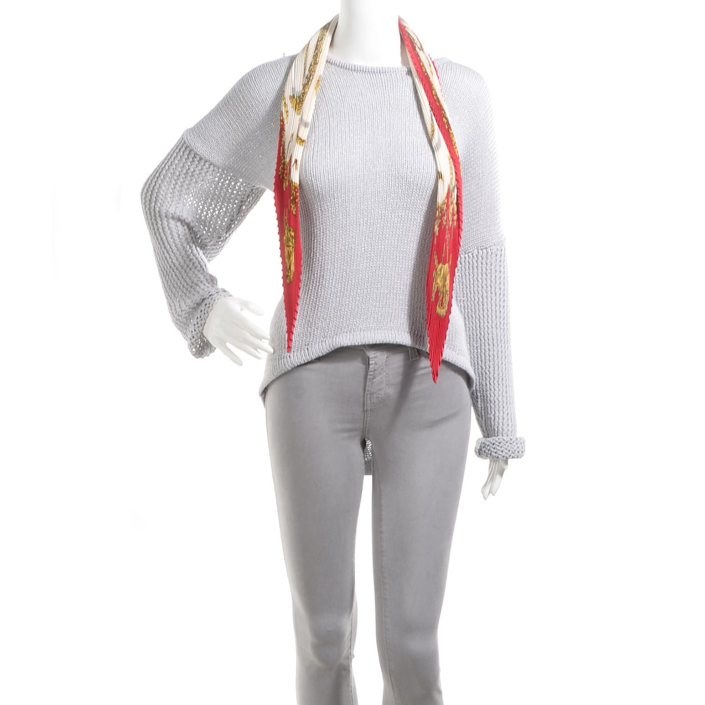Silk Plisse Les Cavaliers D'Or Scarf 90