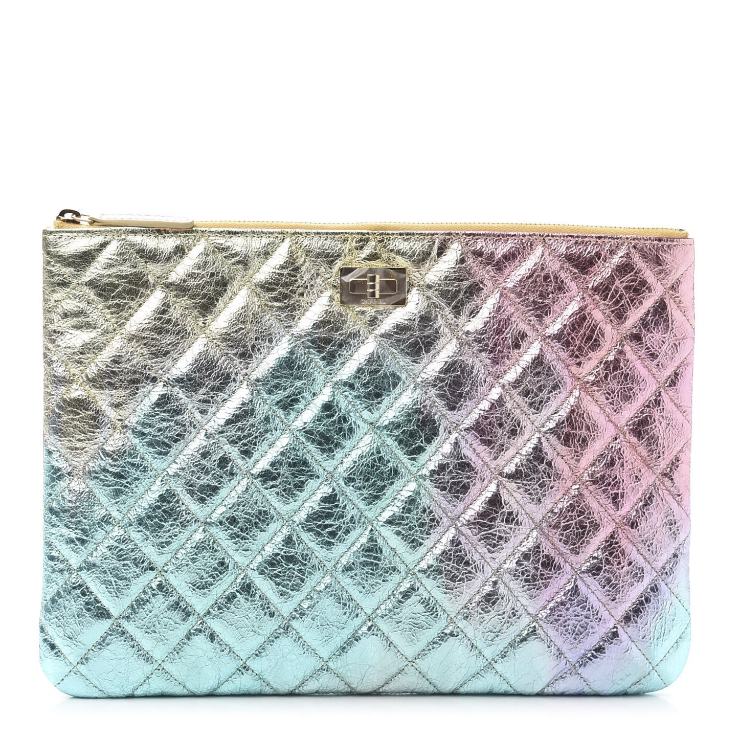 Metallic Goatskin Quilted Medium 2.55 Reissue Cosmetic Case Multicolor