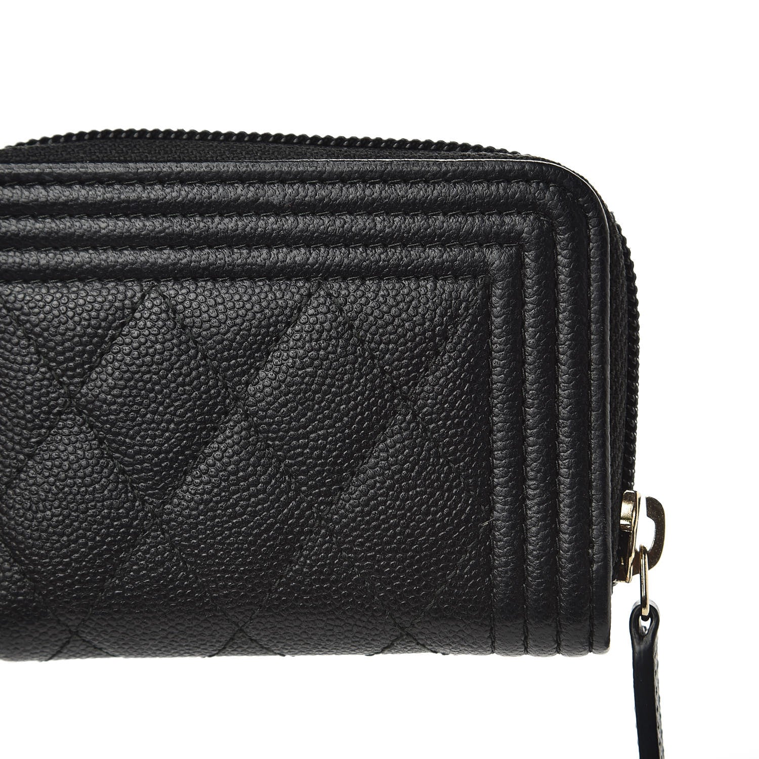 Chanel Caviar Quilted Boy Zip Around Coin Purse Wallet Black 9 of 10