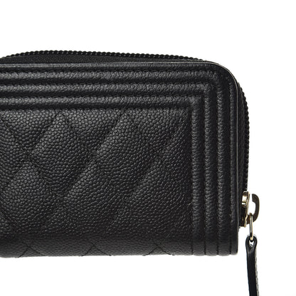 Chanel Caviar Quilted Boy Zip Around Coin Purse Wallet Black 9 of 10