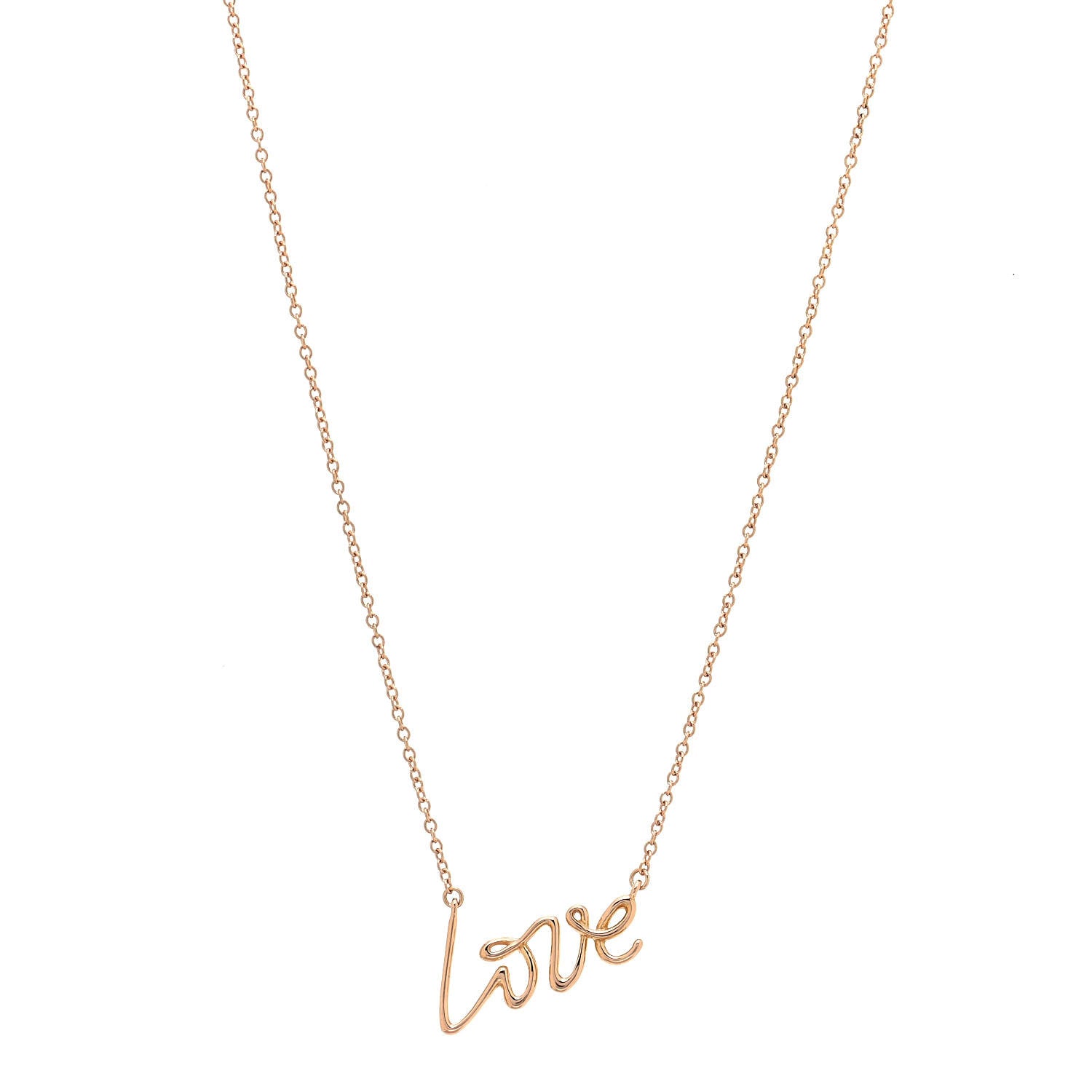 Tiffany 18K Rose Gold Paloma's Graffiti Love Pendant Necklace 1 of 4