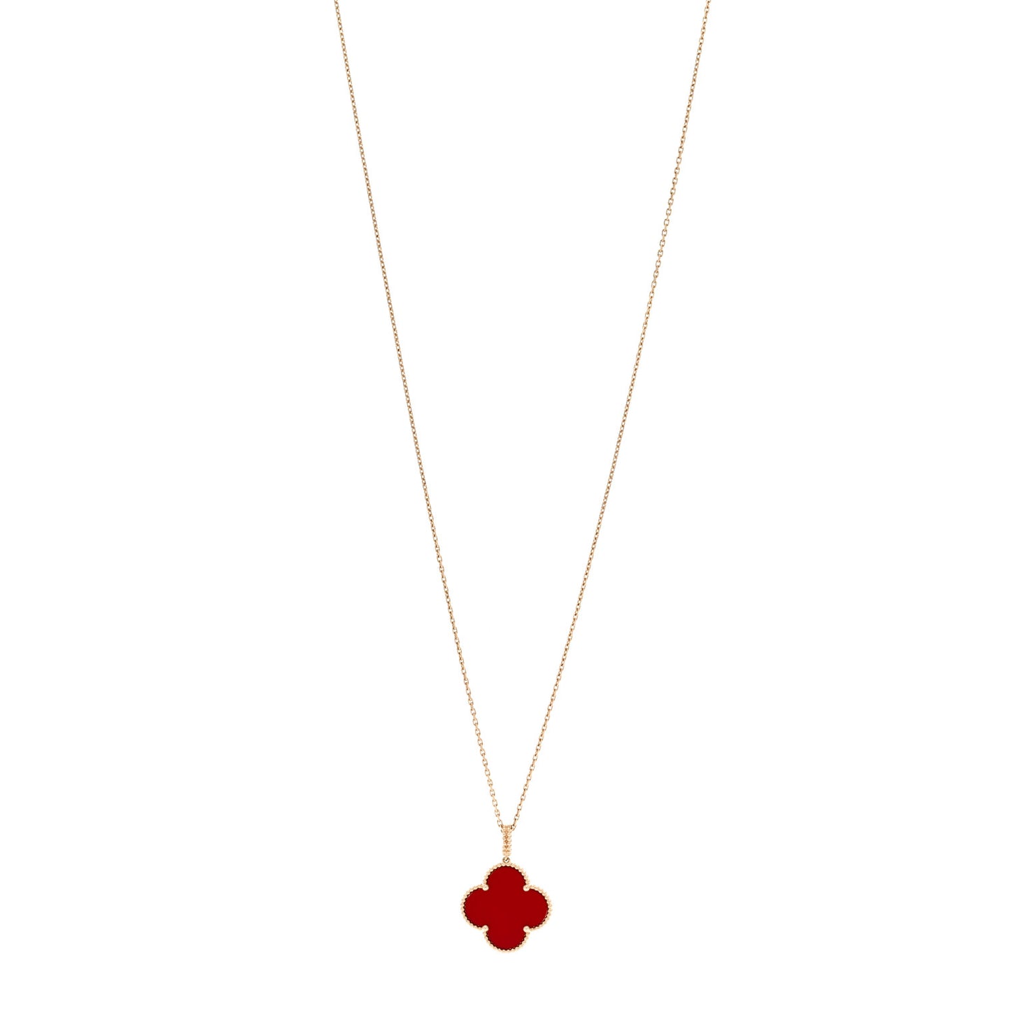 18K Yellow Gold Carnelian Magic Alhambra Long Necklace