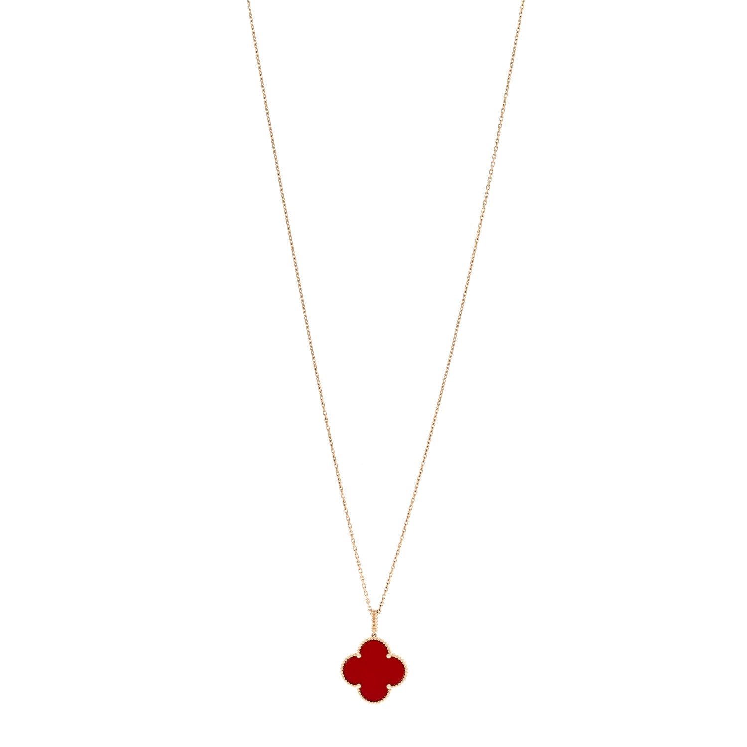 Van Cleef & Arpels 18K Yellow Gold Carnelian Magic Alhambra Long Necklace 1 of 5