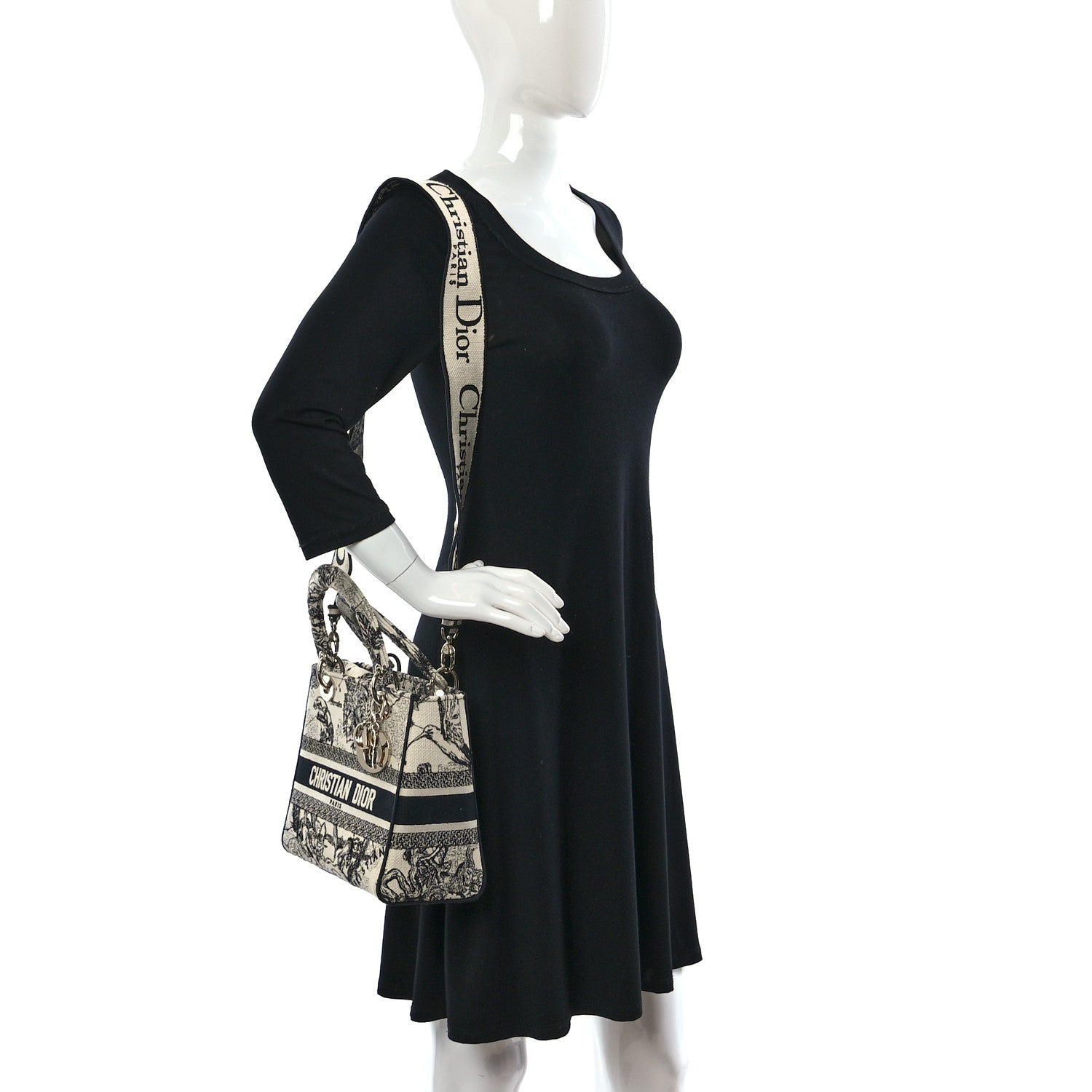 Christian Dior Canvas Embroidered Zodiac Toile De Jouy Medium Lady D-Lite Latte 2 of 8
