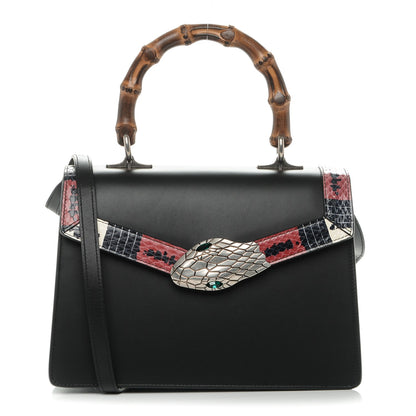 Gucci Calfskin Snakeskin Small Lilith Top Handle Bag Black 1 of 6