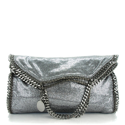 Stella McCartney Metallic Glitter Falabella Fold Over Tote Silver 1 of 9