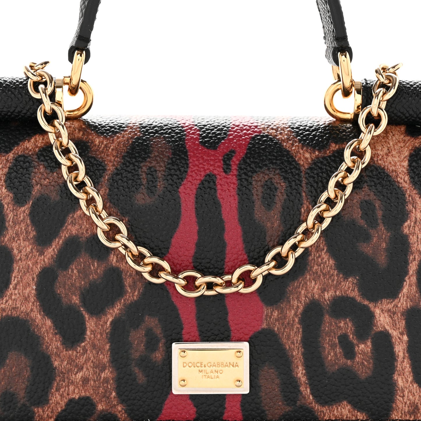 Dauphine Leopard Print Mini Miss Sicily Chain Phone Case Wallet Brown Black Red