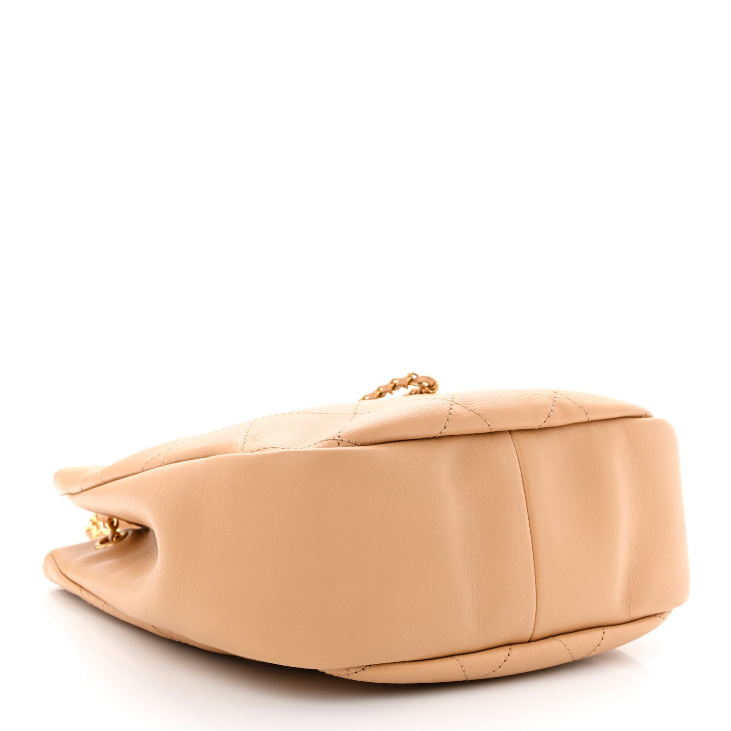Chanel Calfskin Stitched Drawstring CC Bag Beige 4 of 10