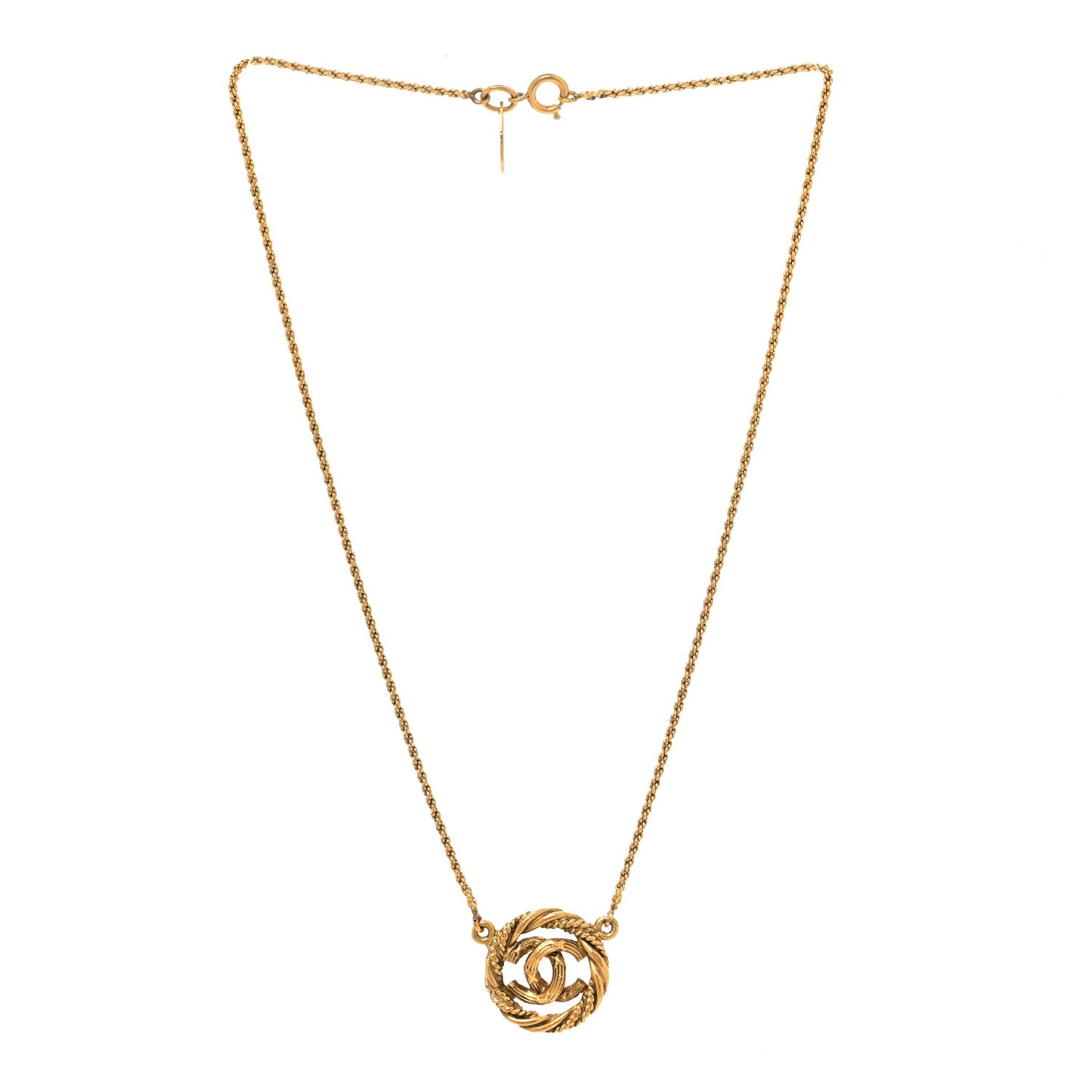 CC Medallion Choker Chain Necklace Gold