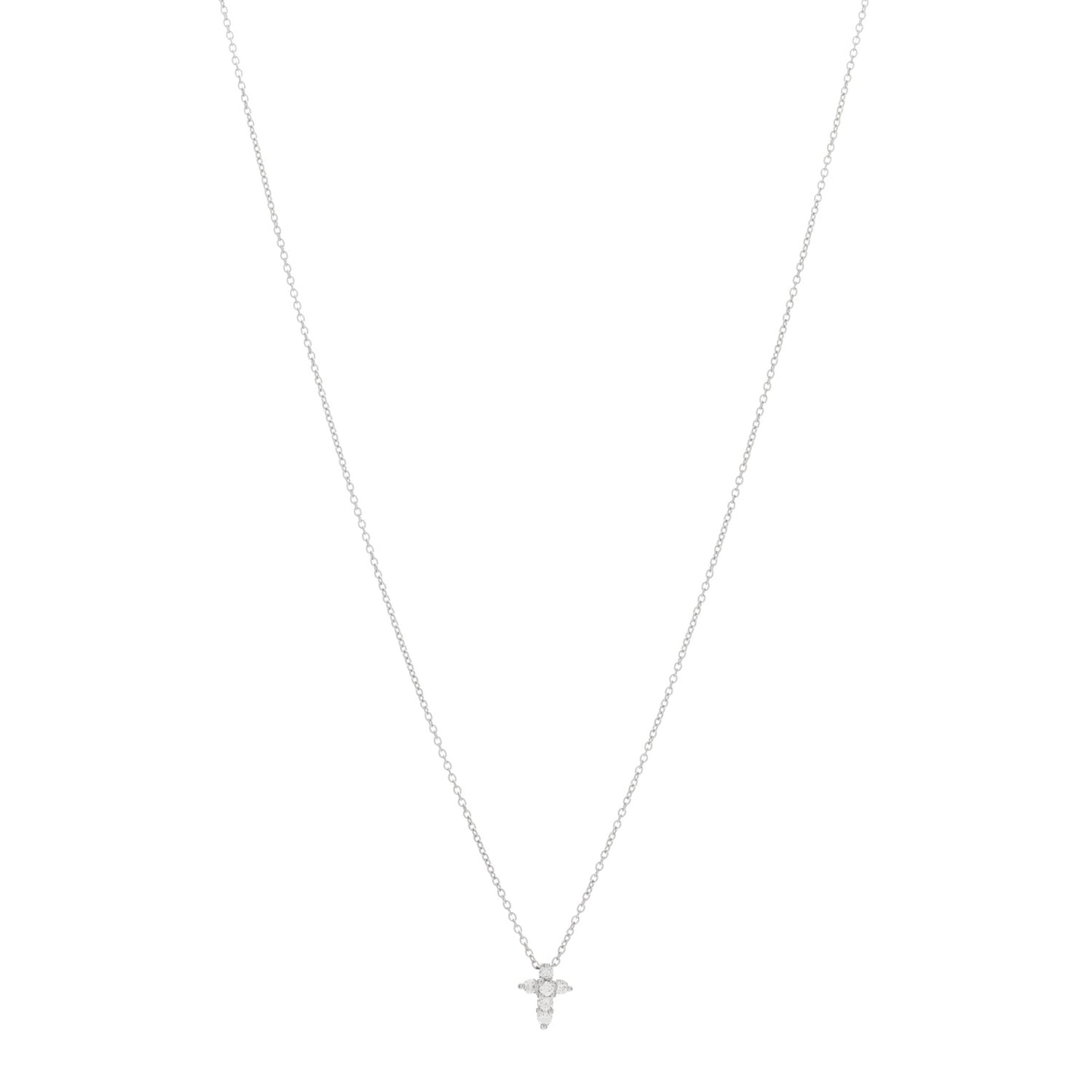 18K White Gold Diamond Tiny Treasures Baby Cross Pendant Necklace
