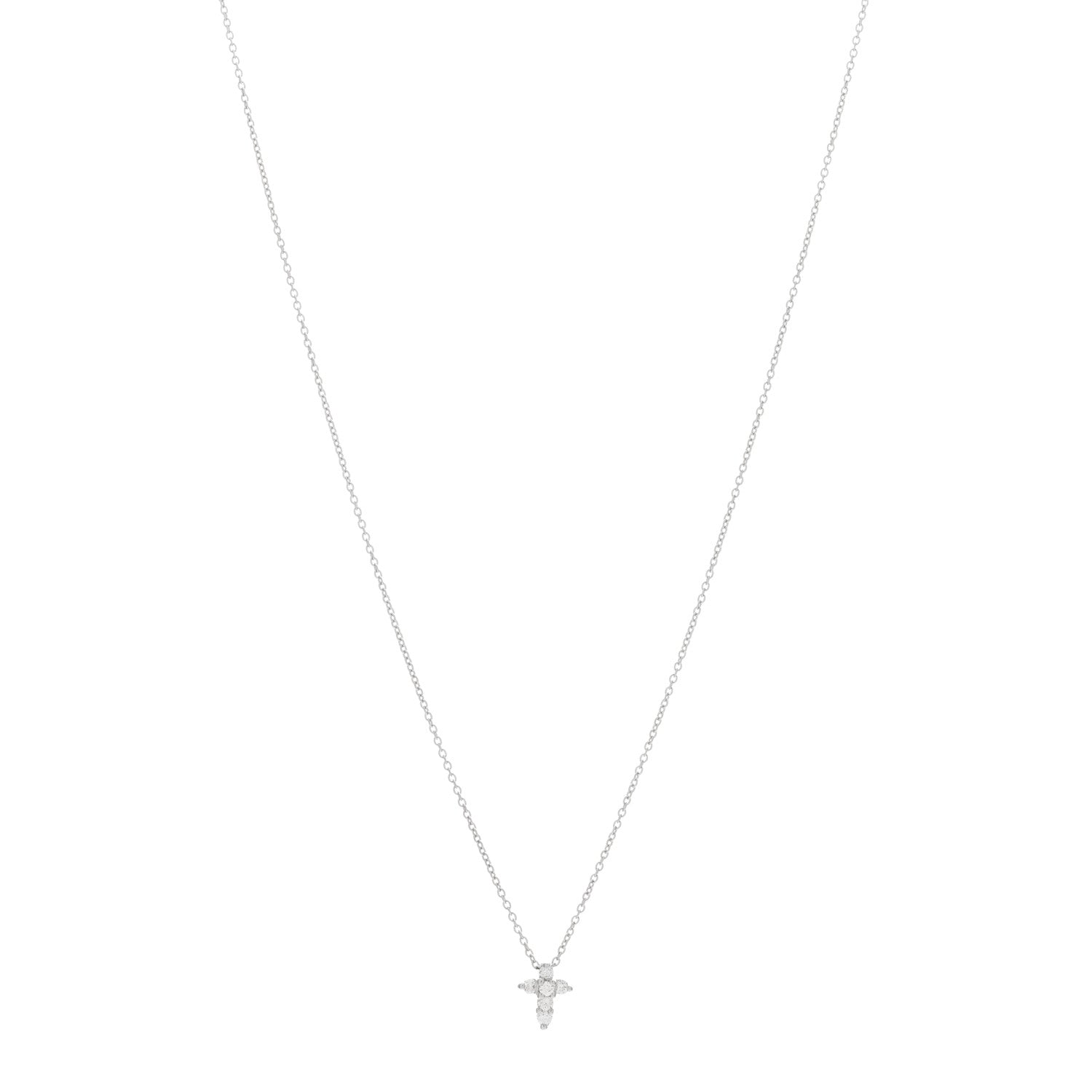 Roberto Coin 18K White Gold Diamond Tiny Treasures Baby Cross Pendant Necklace 1 of 4