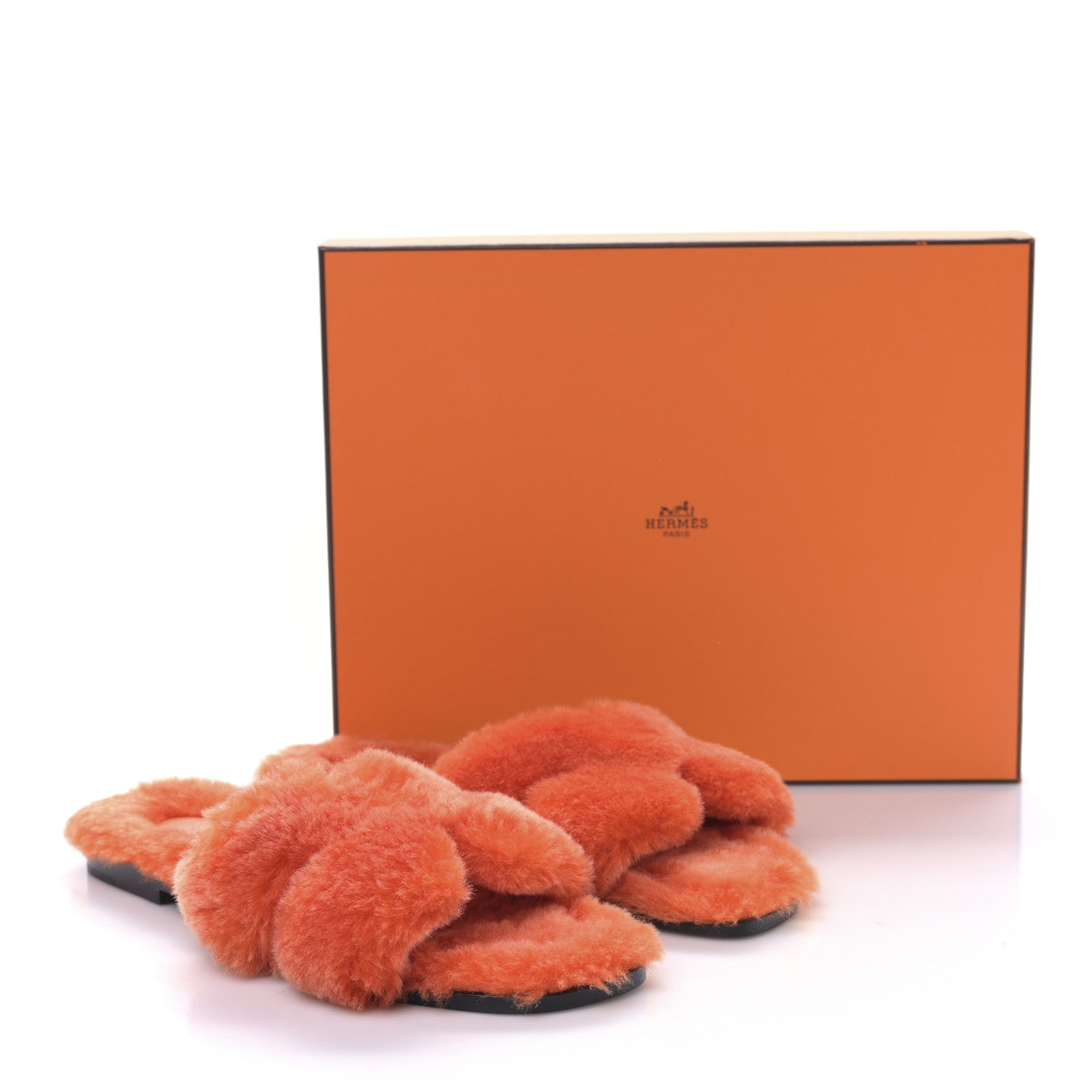 Hermes Woolskin Oran Sandals 38 Orange 8 of 8