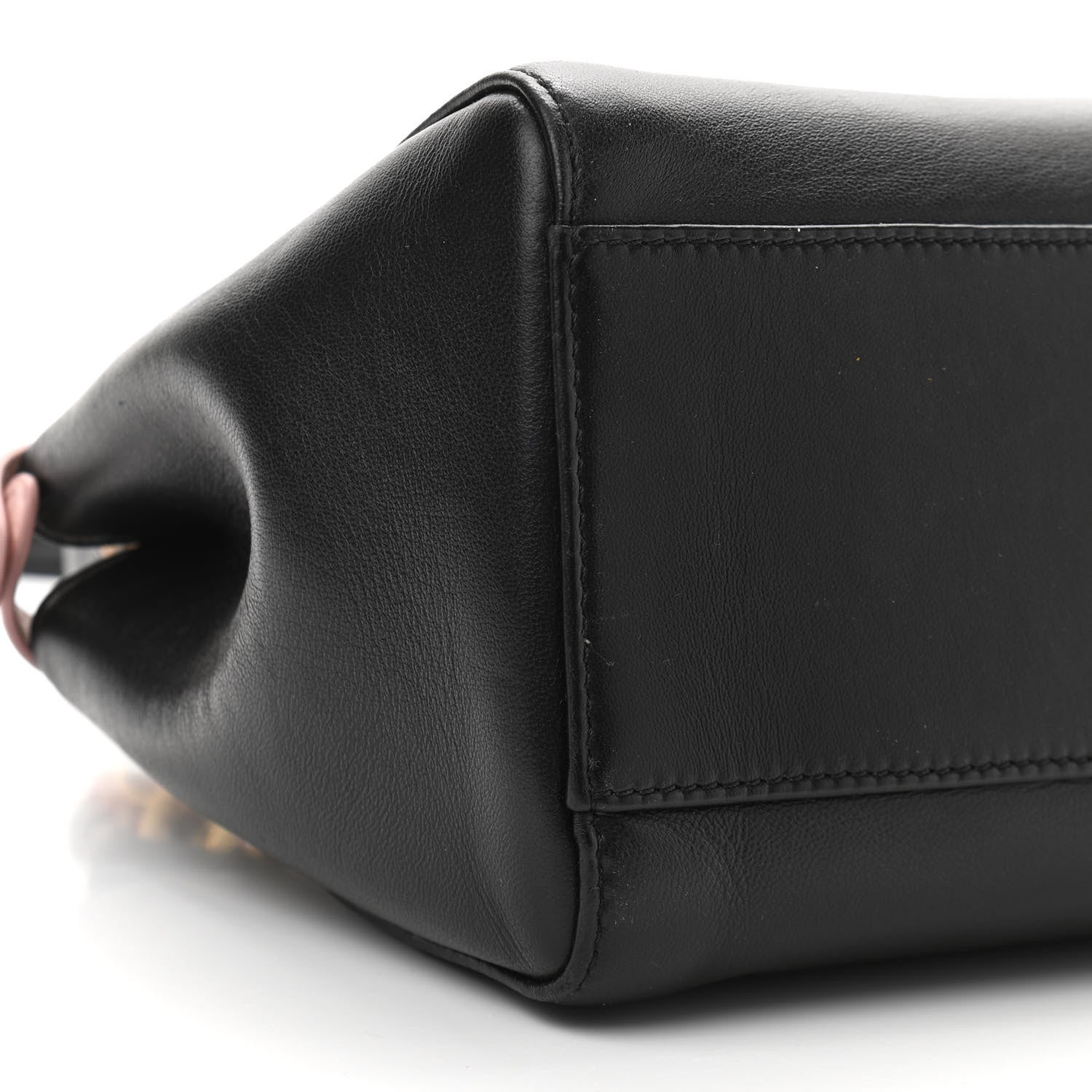 Fendi Nappa Vitello Century Woven Handle Mini Peekaboo Iconic Satchel Black Confetto Multicolor 10 of 11