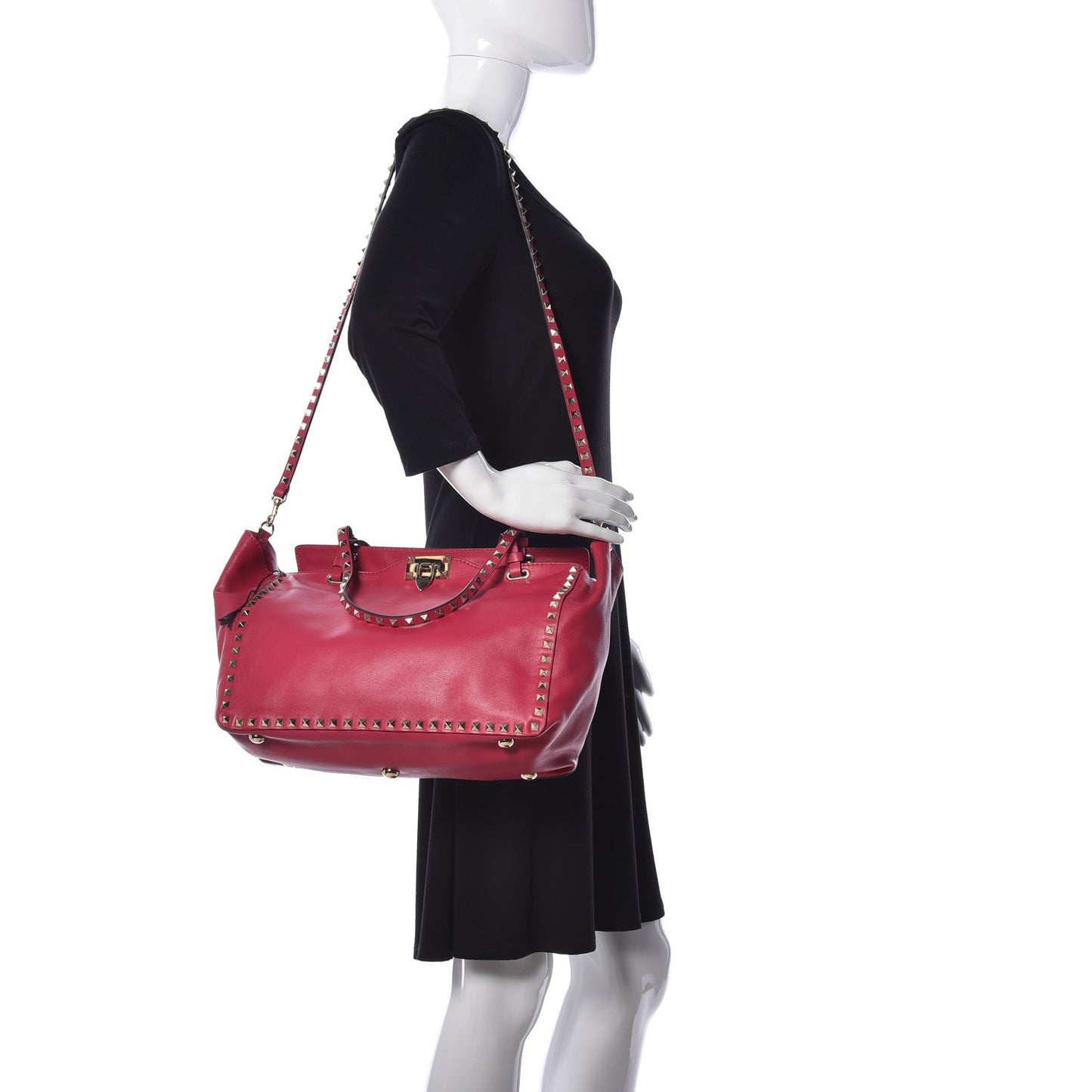 Vitello Medium Rockstud Tote Cyclamin