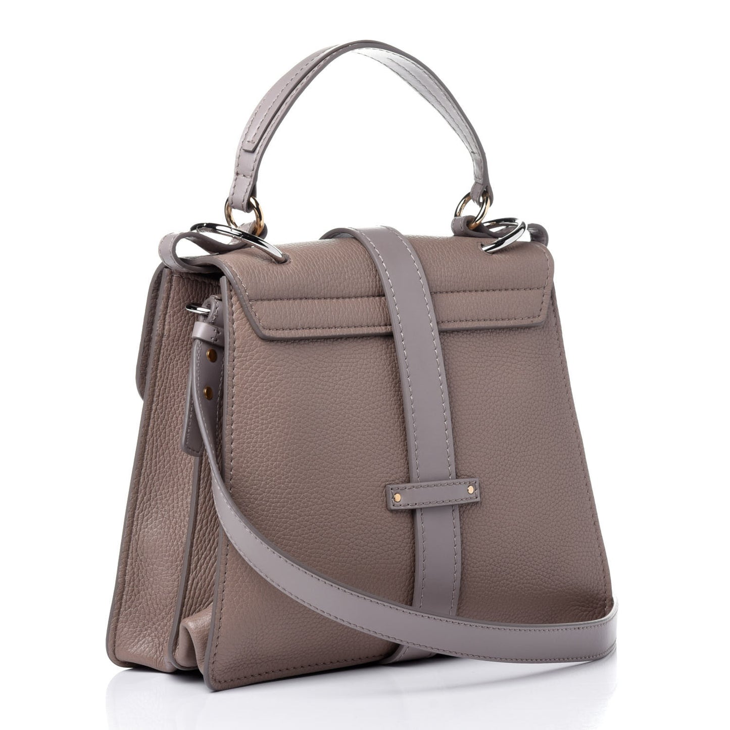 Shiny Grained Calfskin Medium Aby Day Shoulder Bag Motty Grey