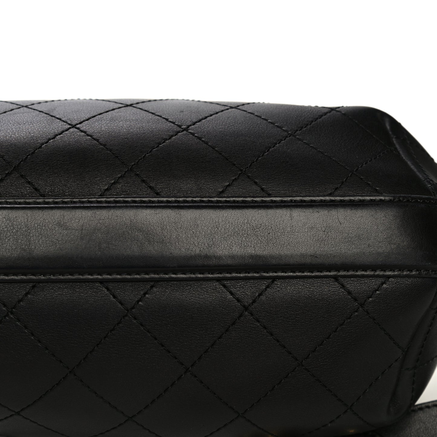 Calfskin Stitched Small Paris Rome Drawstring CC Bag Black