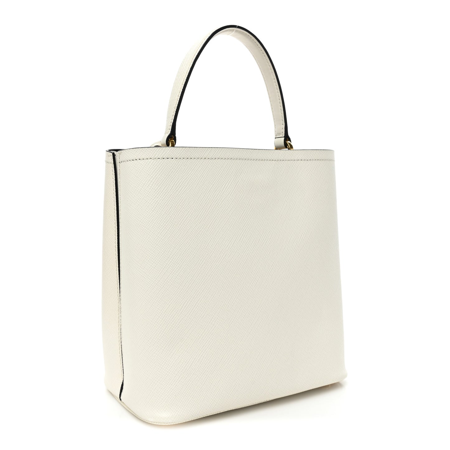 Saffiano Cuir Medium Panier Bucket Bag Bianco Black