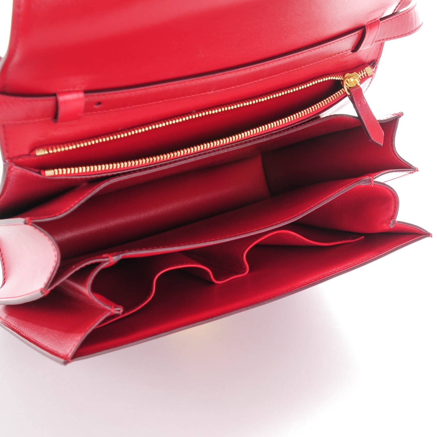 Celine Smooth Calfskin Medium Classic Box Flap Bag Red 5 of 8
