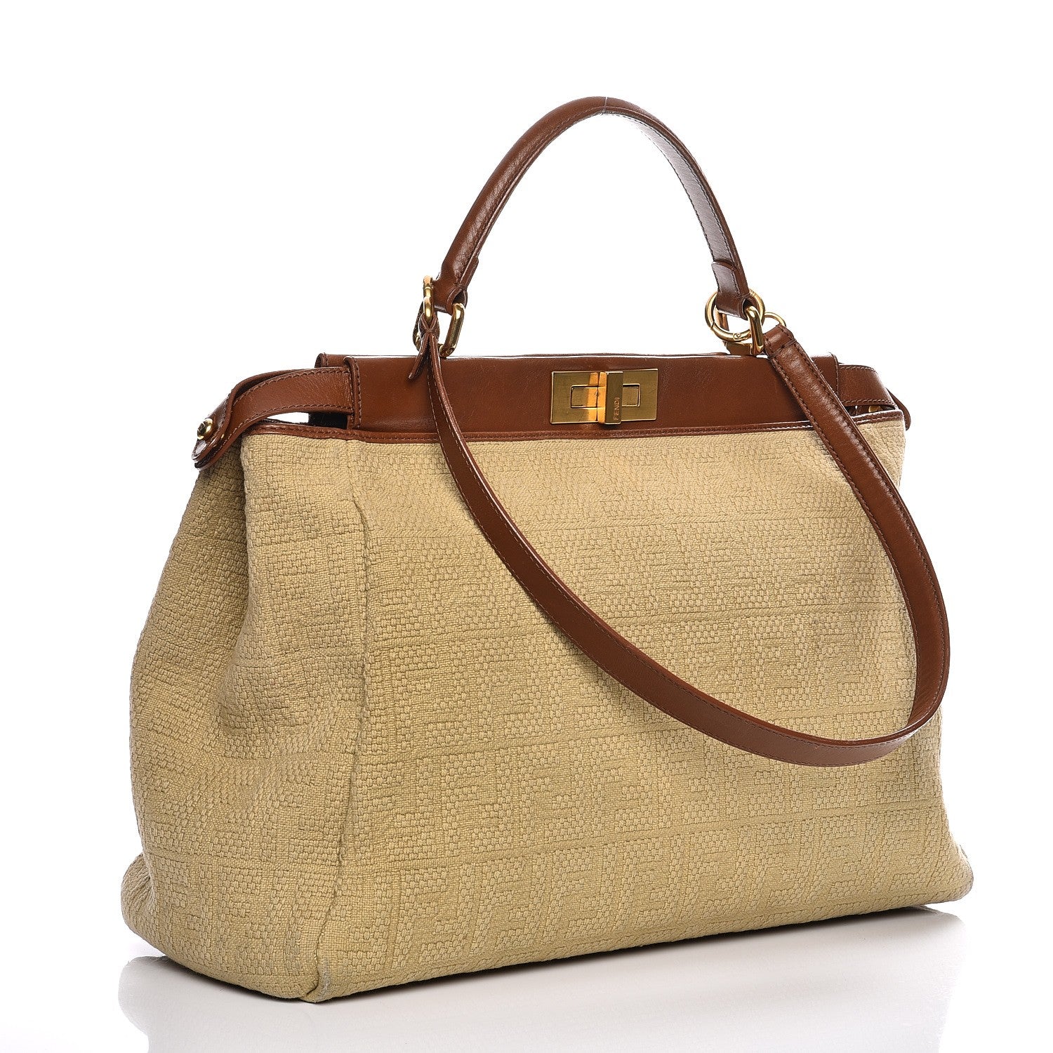 Fendi Corda Zucca Large Peekaboo Iconic Satchel Cognac 4 of 19