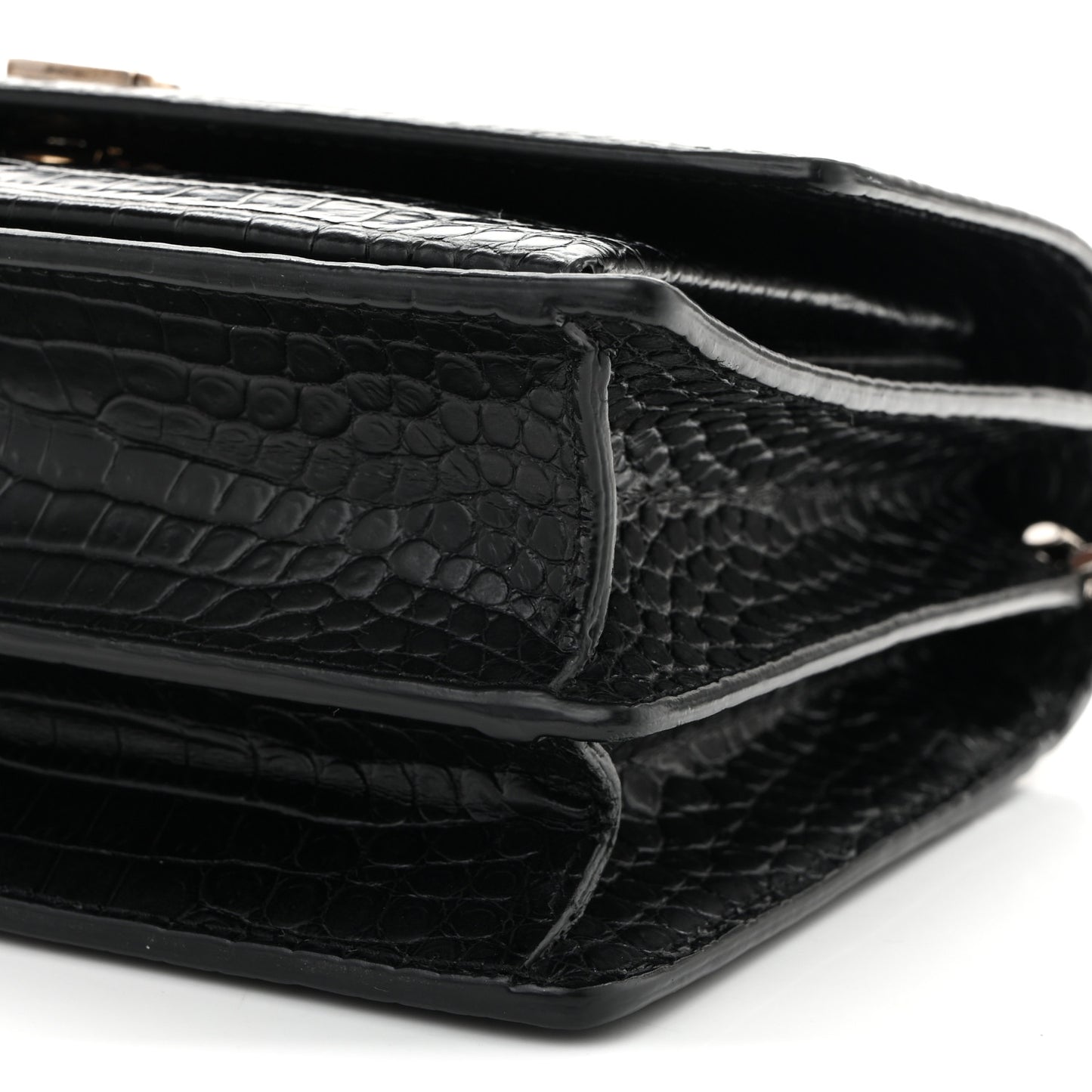 Calfskin Crocodile Embossed Medium Monogram Sunset Black