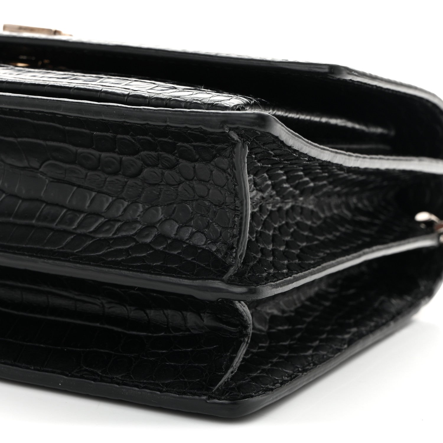 Saint Laurent Calfskin Crocodile Embossed Medium Monogram Sunset Black 9 of 9