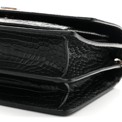 Saint Laurent Calfskin Crocodile Embossed Medium Monogram Sunset Black 9 of 9