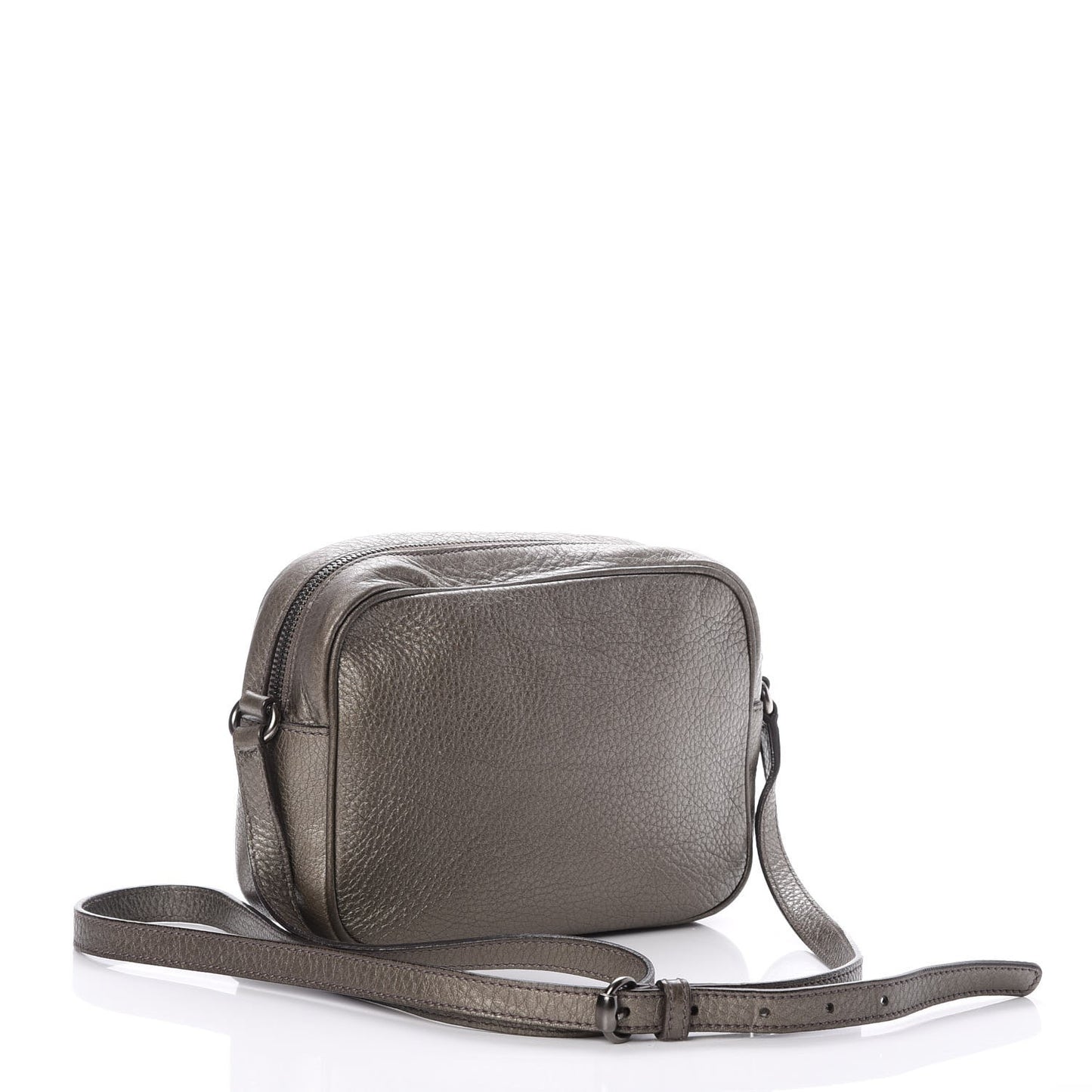 Metallic Pebbled Calfskin Small Soho Disco Bag Sasso