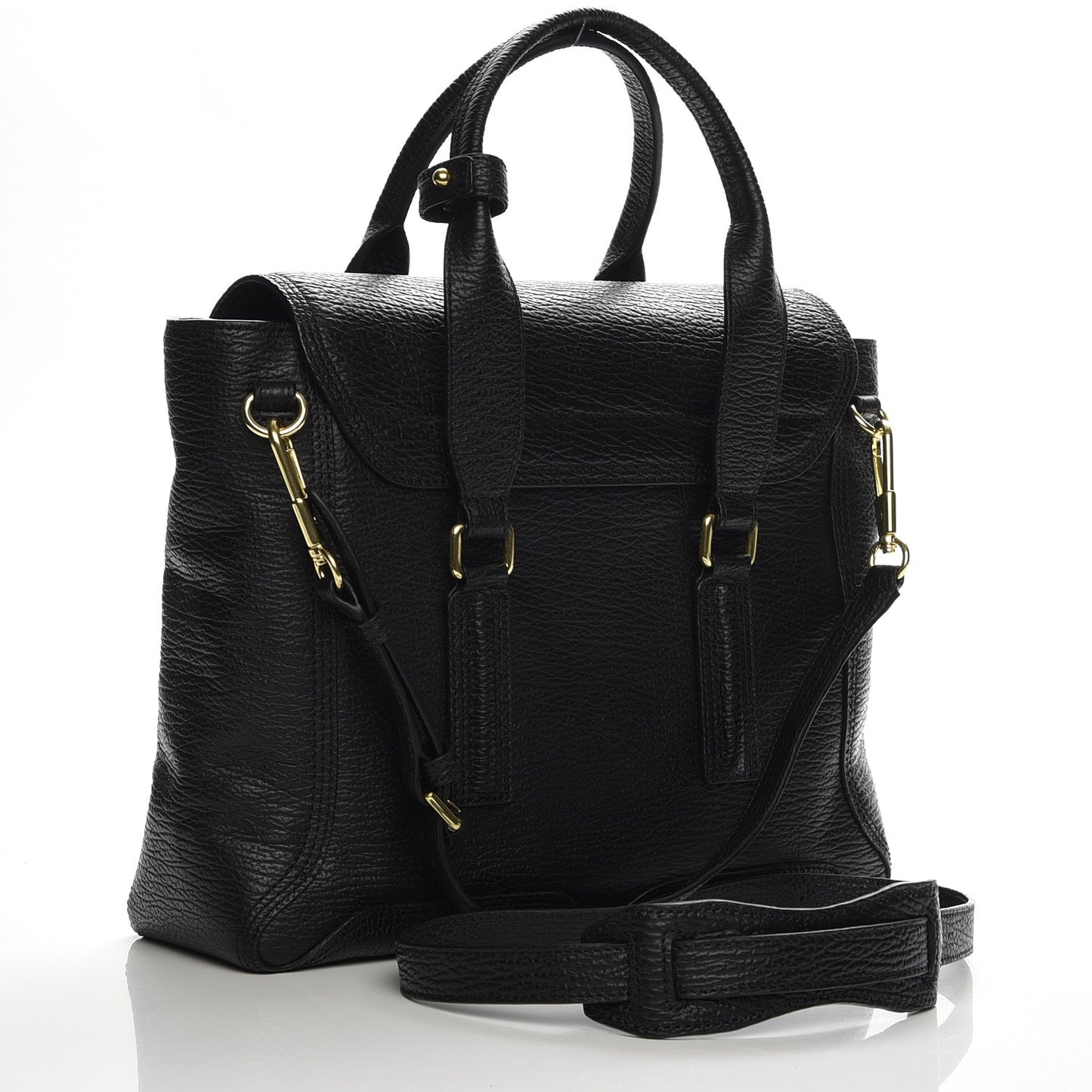 3.1 Textured Calfskin Medium Pashli Satchel Black