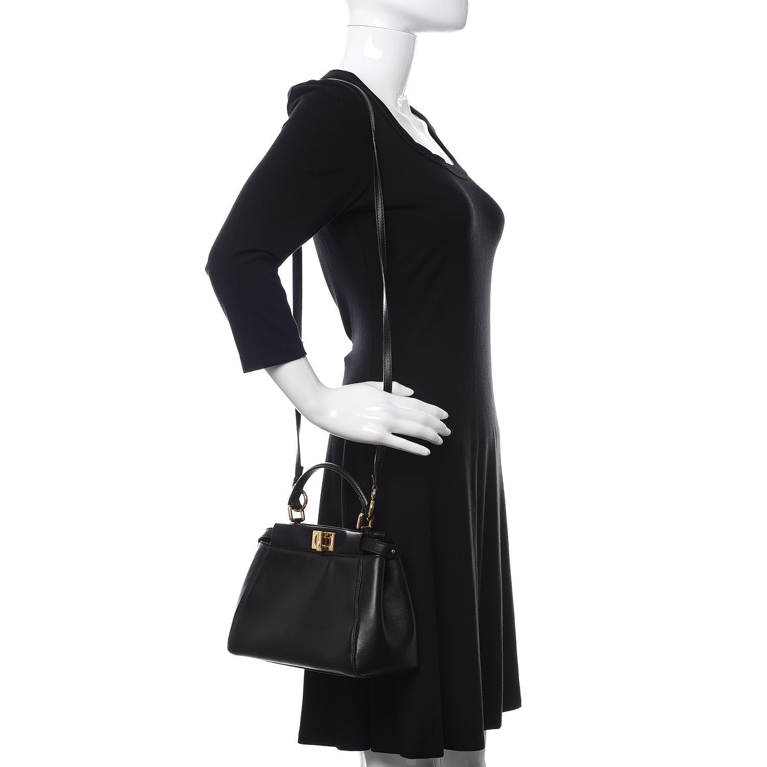 Fendi Nappa Mini Peekaboo Iconic Satchel Black 2 of 10