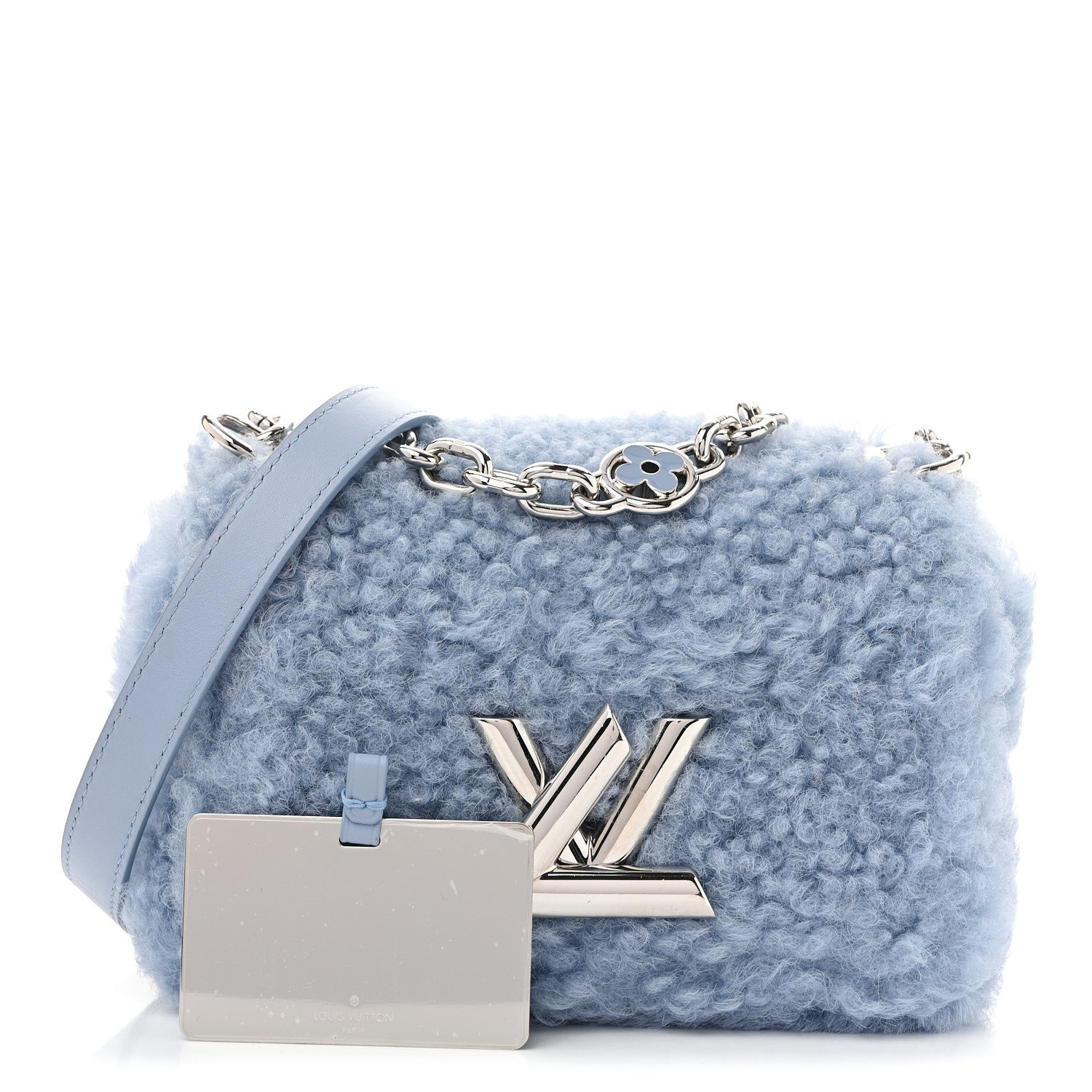 Louis Vuitton Shearling Twist Shoulder Bag MM Blue 1889931