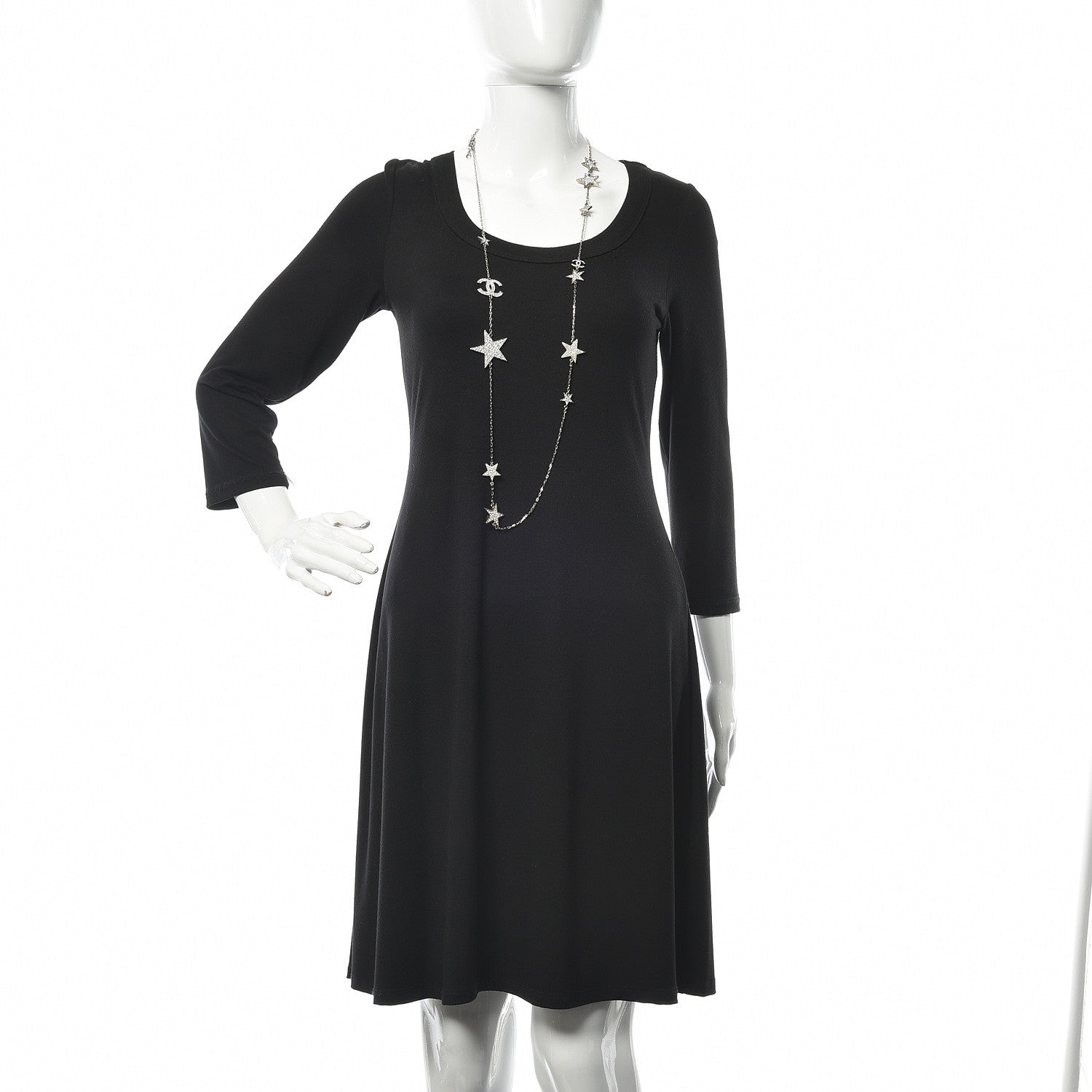 Chanel Crystal Star CC Long Necklace Silver 2 of 4