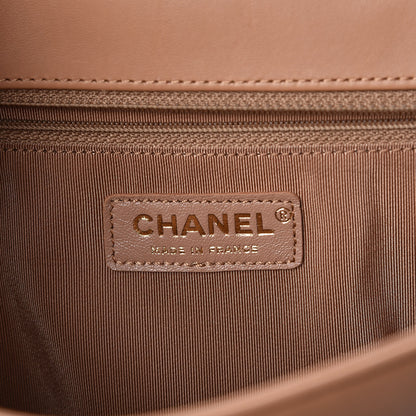 Chanel Calfskin Quilted New Medium Boy Flap Dark Beige 8 of 9