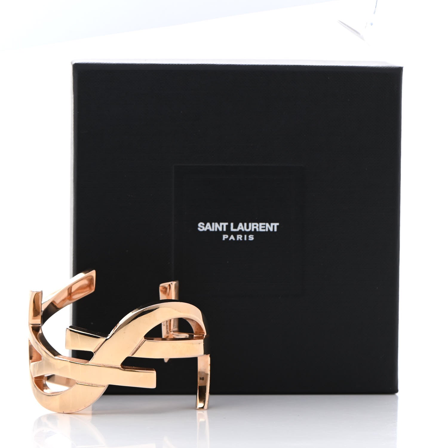 Saint Laurent Brass Monogram Medium Cuff Bracelet Rose Gold 6 of 6