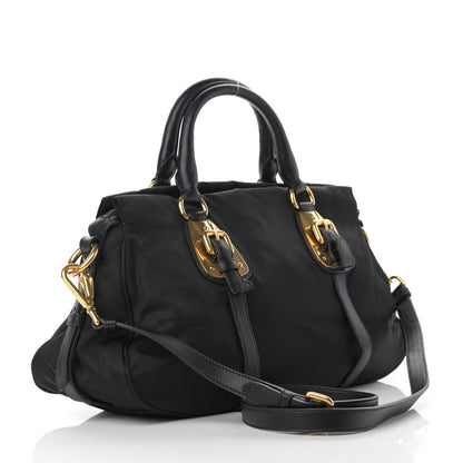 Prada Tessuto Nylon Soft Calfskin Shopping Satchel Black 3 of 13
