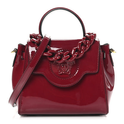 Versace Patent Calfskin Small La Medusa Top Handle Bag Claret 1 of 9