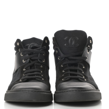 Chanel Toile Suede Calfskin Mens High Top Sneakers 43 Black 2 of 9